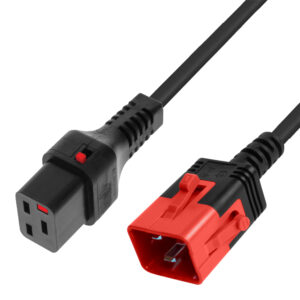 IEC LOCK PC3636 2M C20 DUAL-LOCK TO C19 LOCKING POWER CABLE - BLACK