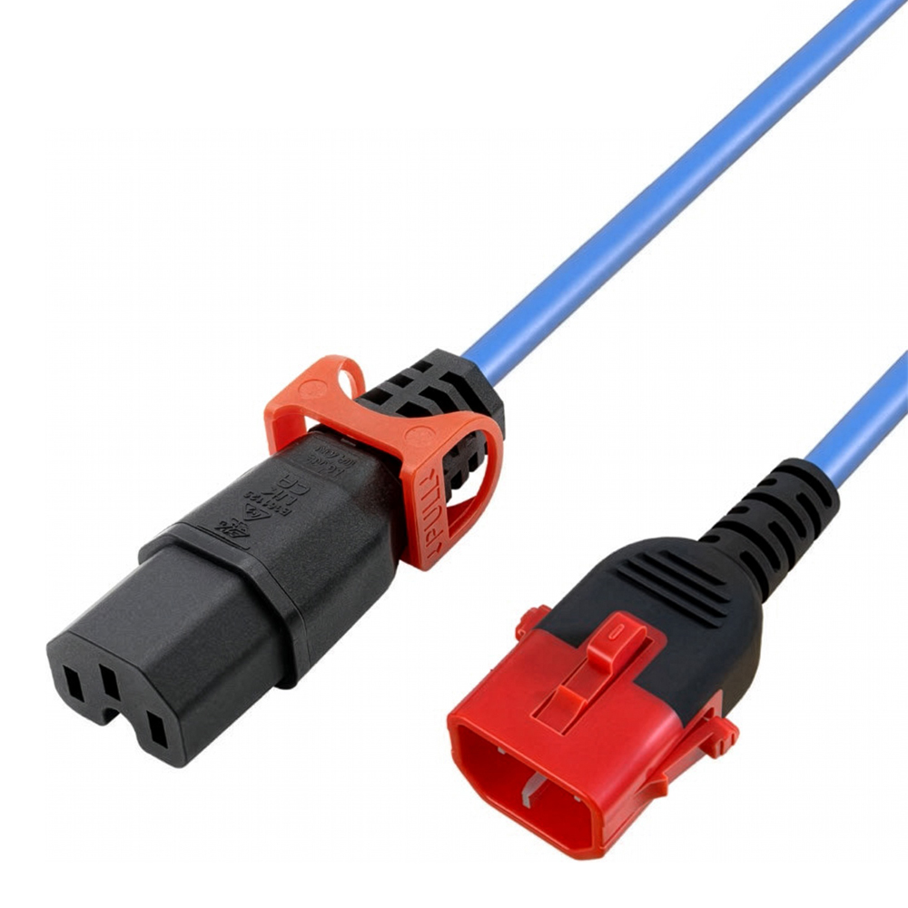 IEC LOCK PC3874 2M C14 DUAL-LOCK TO C15 LOCKING POWER CABLE - BLUE