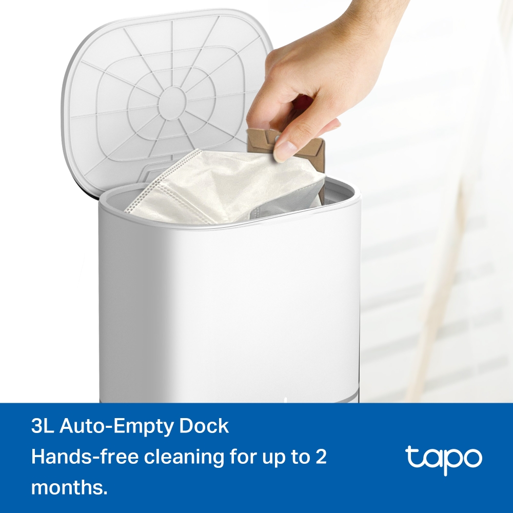 TP-LINK TAPO RV30 MAX PLUS 5300PA HYPER SUCTION ROBOT VACUUM & MOP WITH SMART AUTO-EMPTY DOCK (WHITE) - Image 3