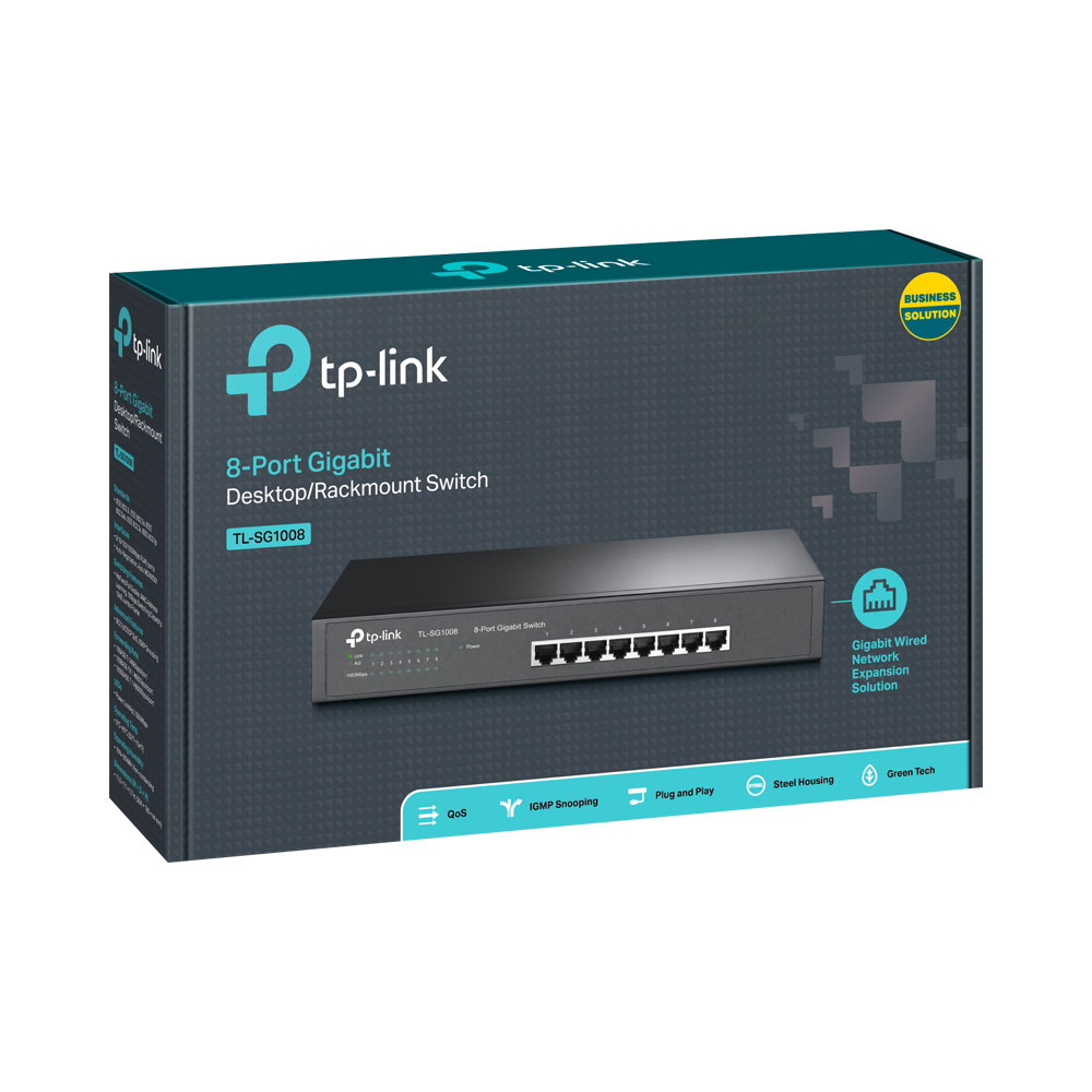 TP-LINK TL-SG1008 8-PORT GIGABIT DESKTOP/RACKMOUNT SWITCH - Image 2