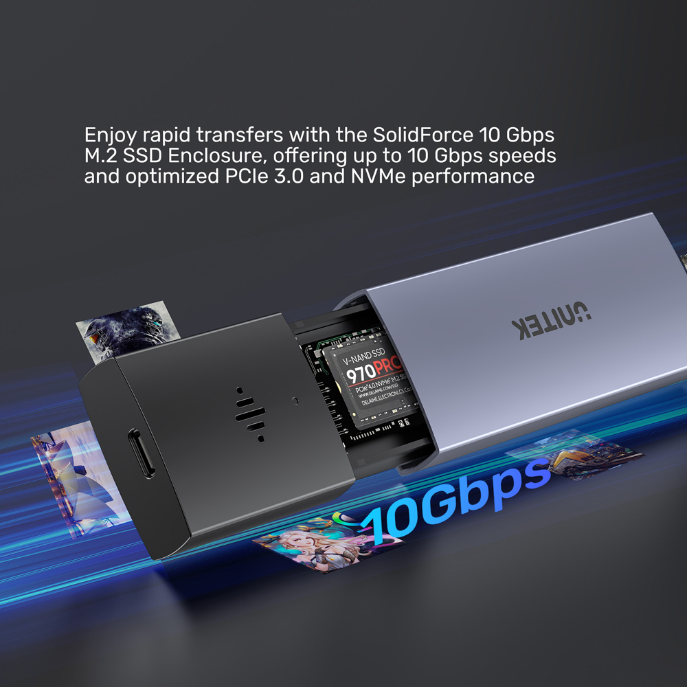 UNITEK S1251AGY SOLIDFORCE ANTI-LOSS USB3.2 GEN2 TYPE-C 10GBPS M.2 NVME SSD ENCLOSURE WITH APPLE FIND MY - Image 8