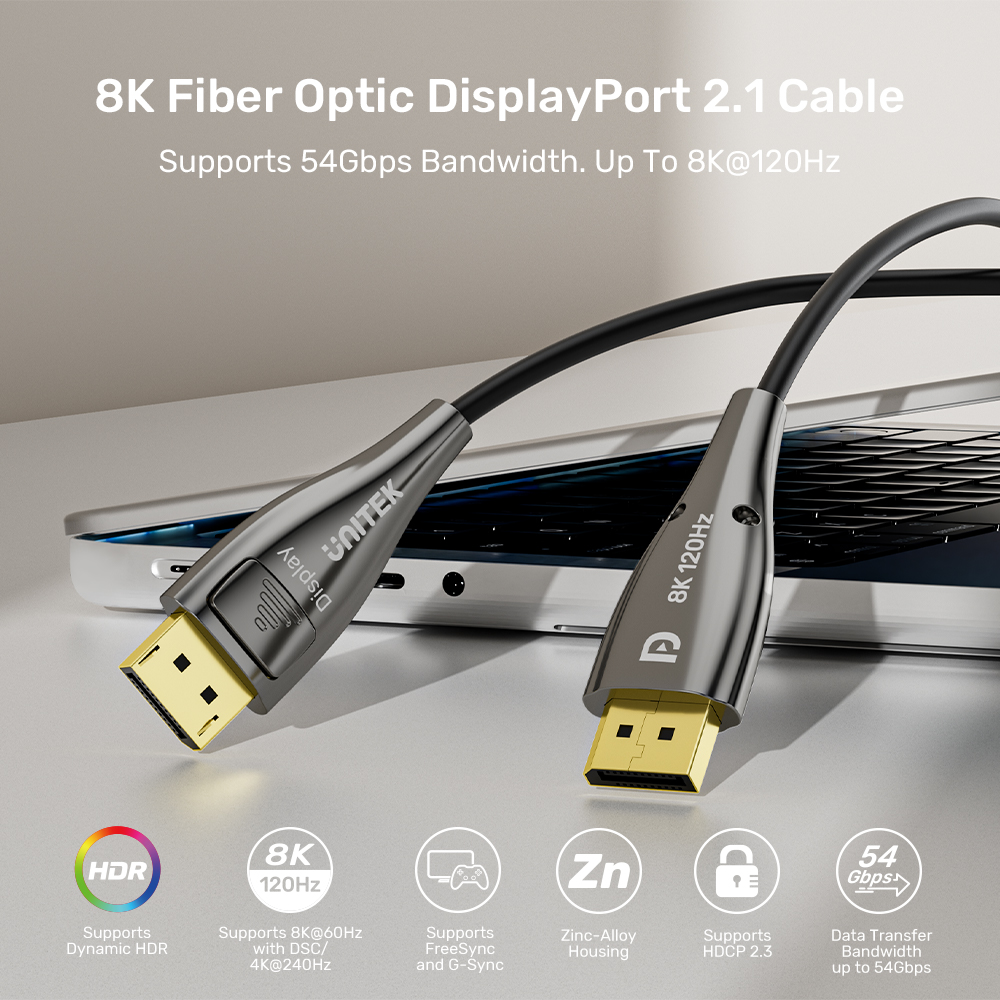 UNITEK C1631ABK 10M 8K DISPLAYPORT 2.1 FIBRE OPTIC CABLE - Image 6