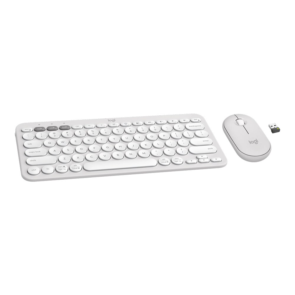 LOGITECH PEBBLE 2 COMBO BLUETOOTH SLIM KEYBOARD AND MOUSE - TONAL WHITE (920-012240)