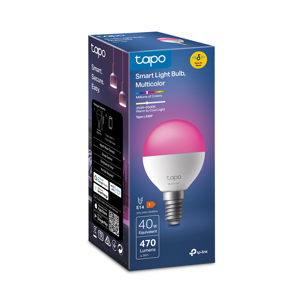TP-LINK TAPO L430P SMART WI-FI P45/E14 MULTICOLOURED LIGHT BULB - Image 2