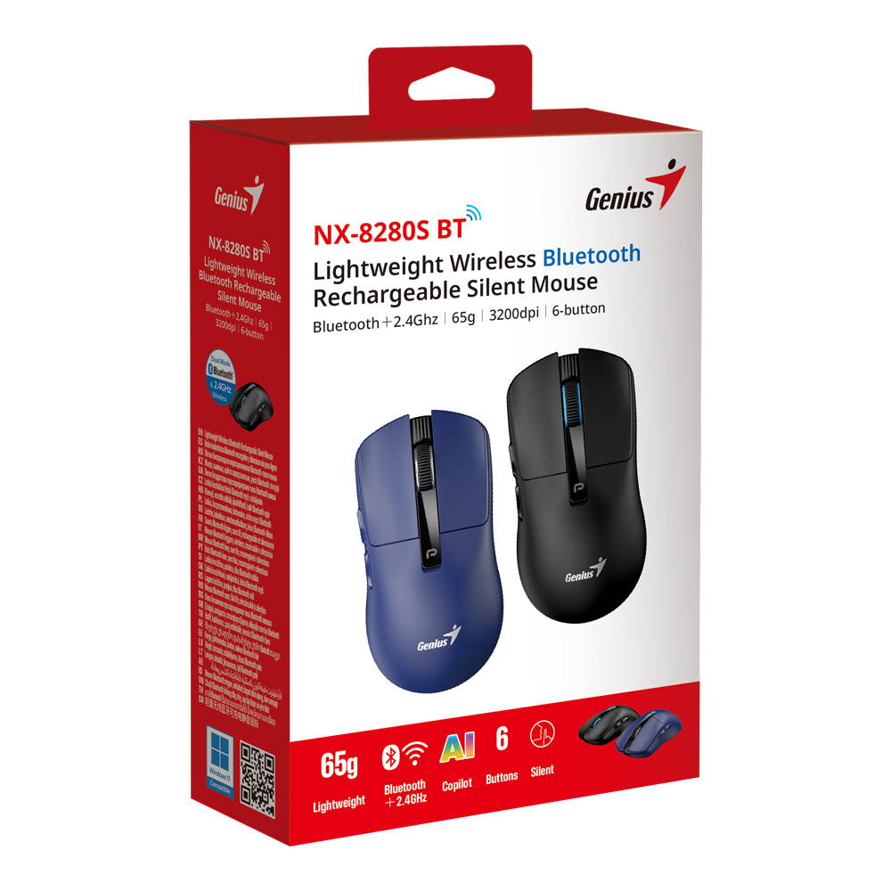 GENIUS NX-8280S BT DUAL-MODE WIRELESS AND BLUETOOTH RECHARGEABLE SILENT MOUSE - BLACK - Image 7
