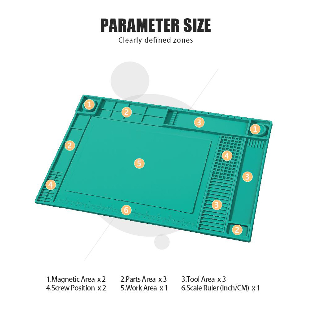 PROSKIT DP-4530 500°C HEAT-RESISTANT SILICONE SOLDERING MAT WITH TOOL AND COMPONENT ORGANISER - Image 3