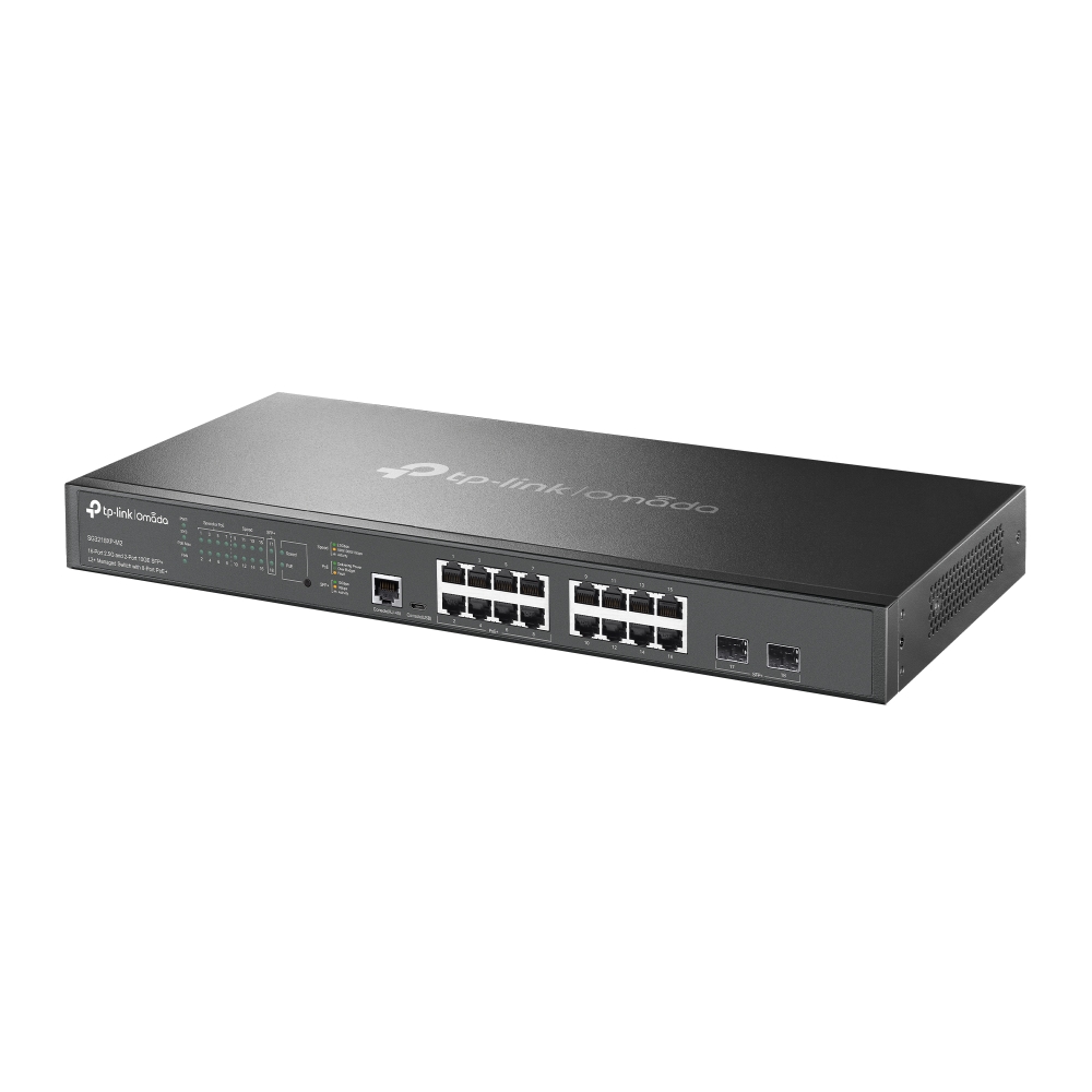 TP-LINK OMADA SG3218XP-M2 16-PORT 2.5G L2+ MANAGED SWITCH WITH 8× POE+ PORTS AND 2× 10G SFP+ SLOTS