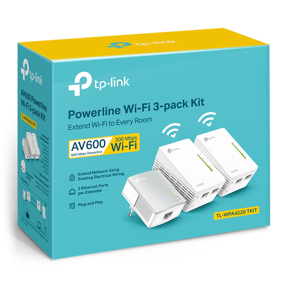 TP-LINK TL-WPA4220 TKIT AV600 POWERLINE UNIVERSAL WI-FI RANGE EXTENDER 3-DEVICE KIT - Image 4