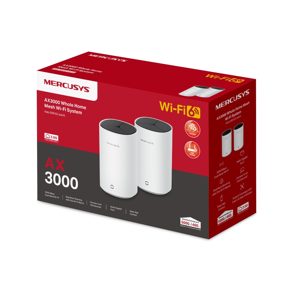 MERCUSYS HALO E85X AX3000 WHOLE-HOME MESH WI-FI 6 SYSTEM - 2-PACK - Image 3