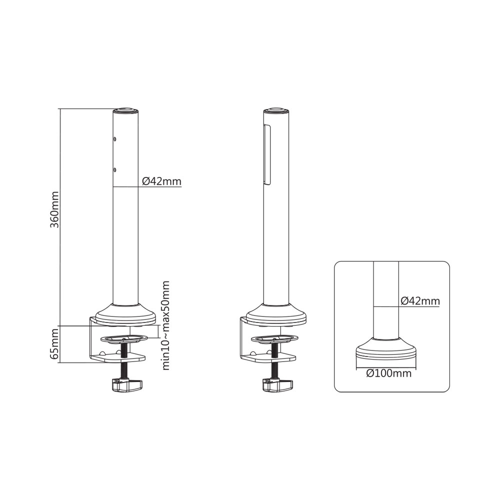 SLATWALL DESK MOUNTING POLE, WHITE UP TO 50KG - Image 3