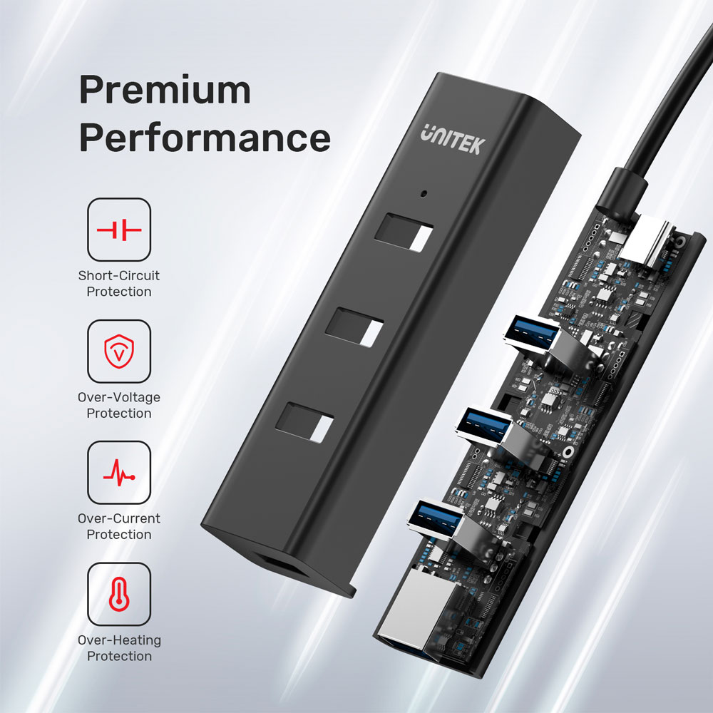 UNITEK USB-A 4-PORT HUB, USB-C POWER PORT(Y-3089Z) - Image 6