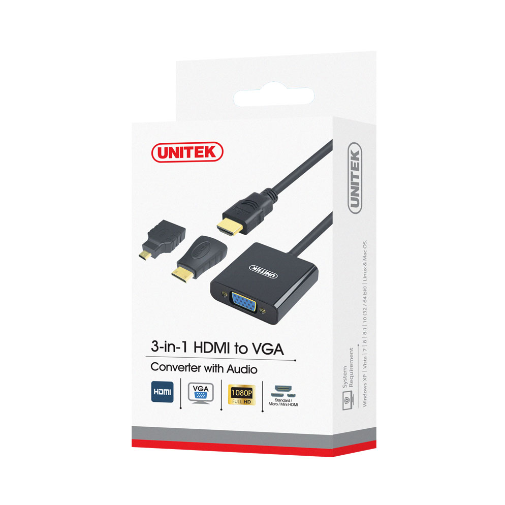 UNITEK 3-IN-1 HDMI TO VGA WITH AUDIO (Y-6355),.. - Image 2