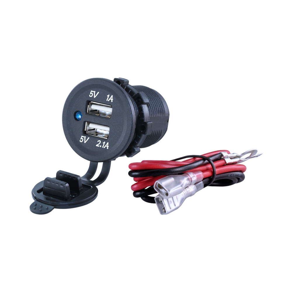 12V/24V DUAL PORTS USB CHARGER 2.1 AMP + 1 AMP