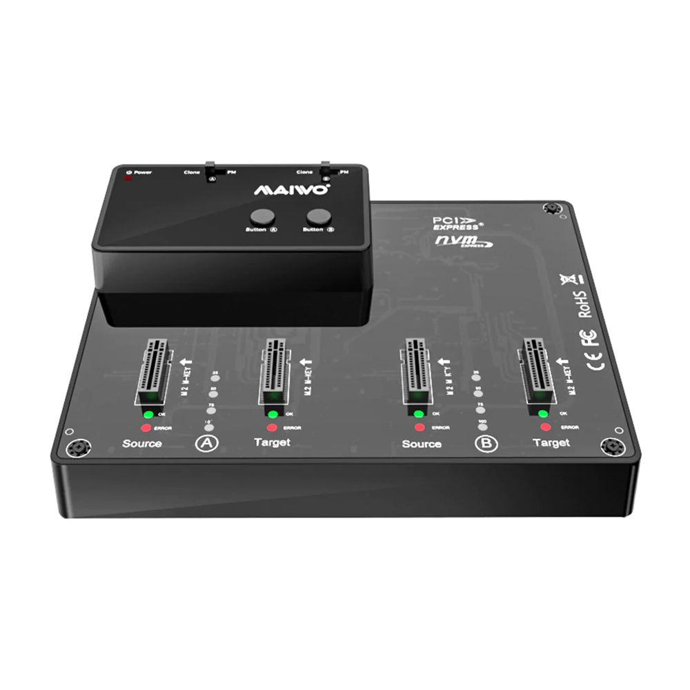 MAIWO K3015P2 QUAD-BAY USB3.2 GEN2 TYPE-C TO NVME M.2 SSD CLONE DOCKING STATION AND DUPLICATOR