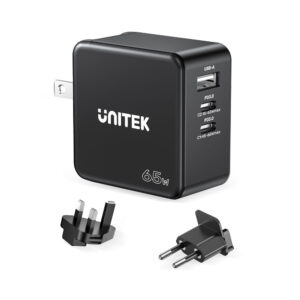 UNITEK TRAVEL CHARGER (65W) 4IN1 GAN BLK(P1117B).*